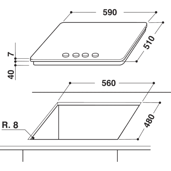 Whirlpool - Gas Hob: 4 gas burners - GMA6422 1