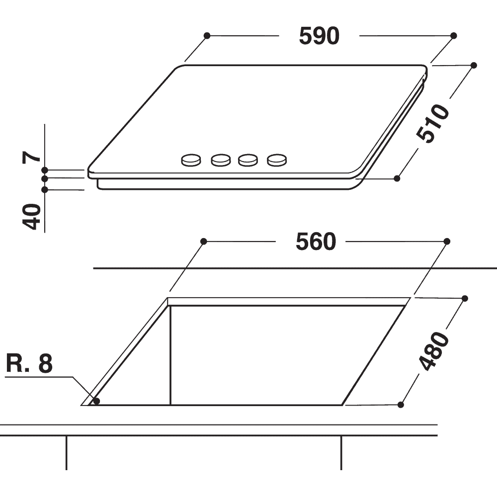 Whirlpool - Gas Hob: 4 gas burners - GMA6422 1