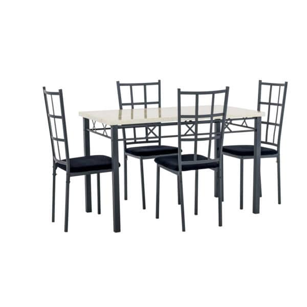 Dining Table and Chairs 5 Piece - Black