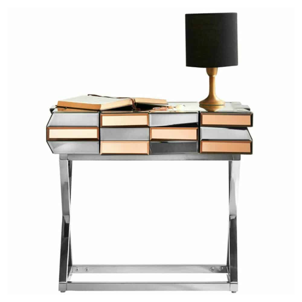 Softy Homes - Electra Side Table 3D Effect Bronze & Silver - SHI6-04ST