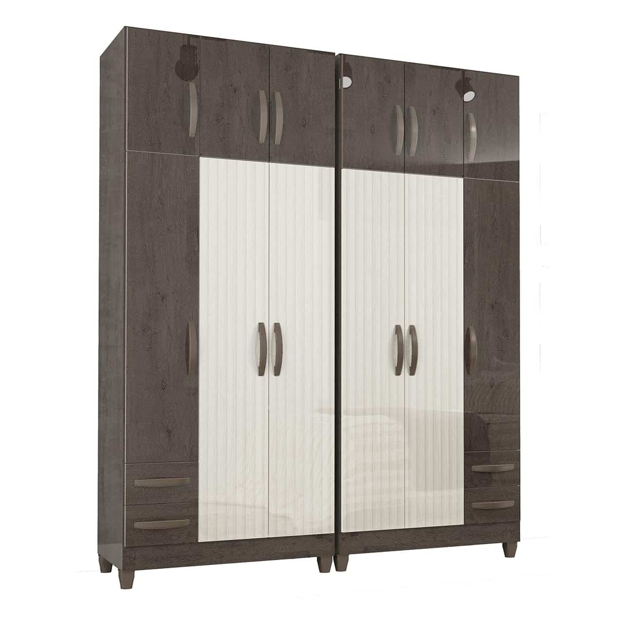 2 Piece Wardrobe - Moccacino/Natura 3D