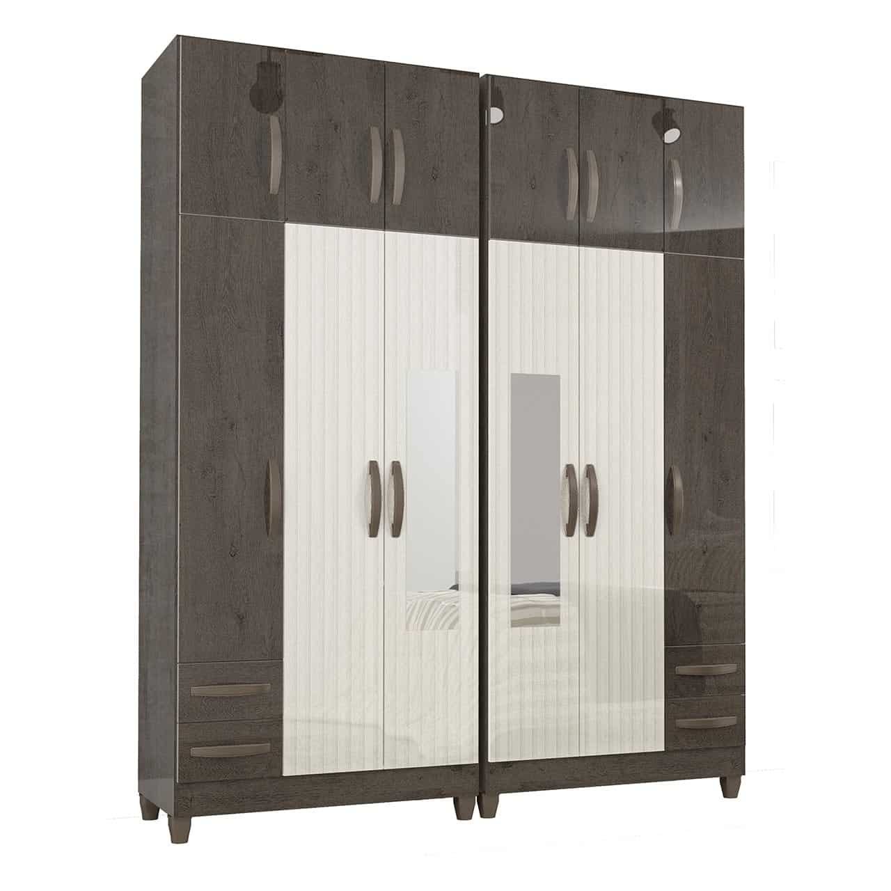 2 Piece Wardrobe - Moccacino/Natura 3D