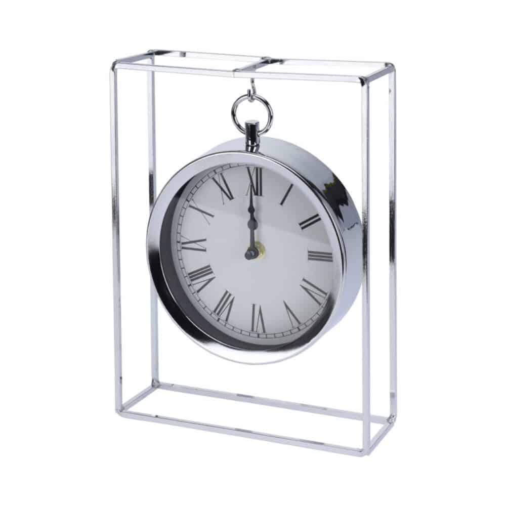 25cm Standalone Hanging Clock - Silver