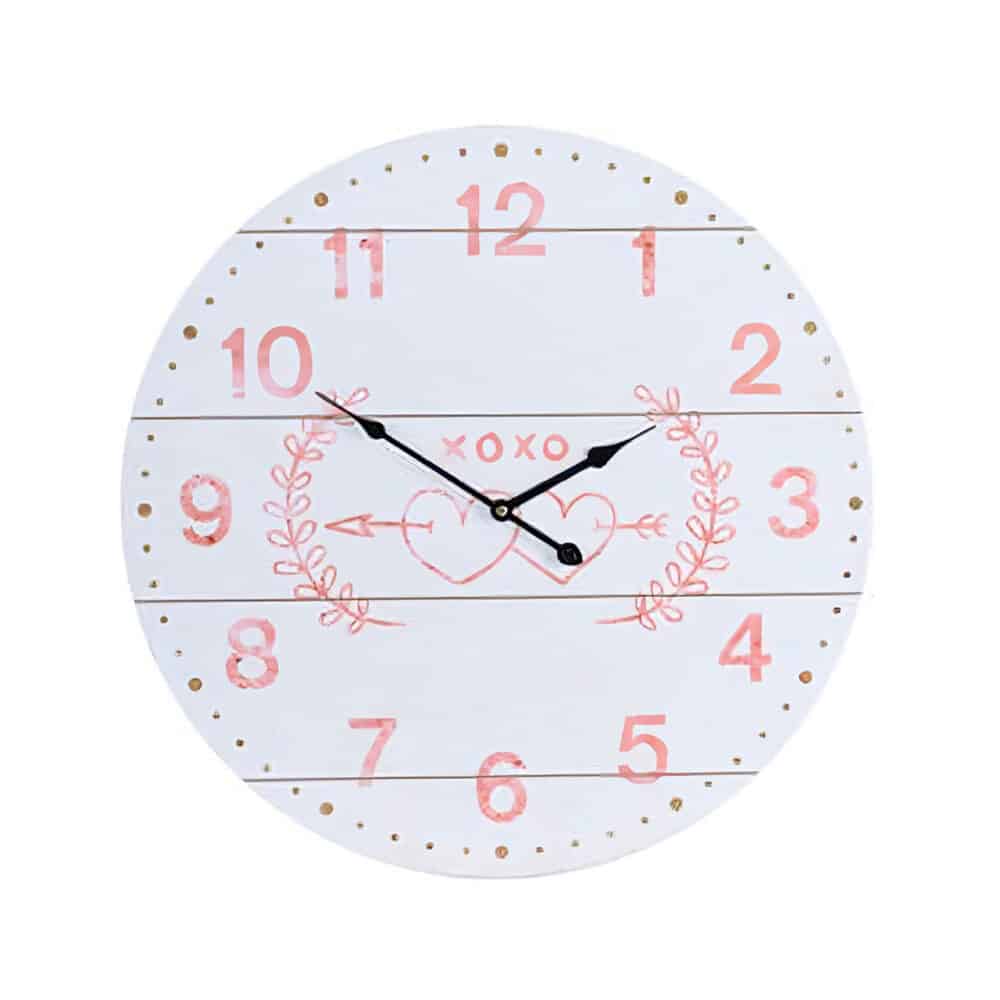 Shabby Elegance - Xoxo 55CM Wall Clock - White & Pink