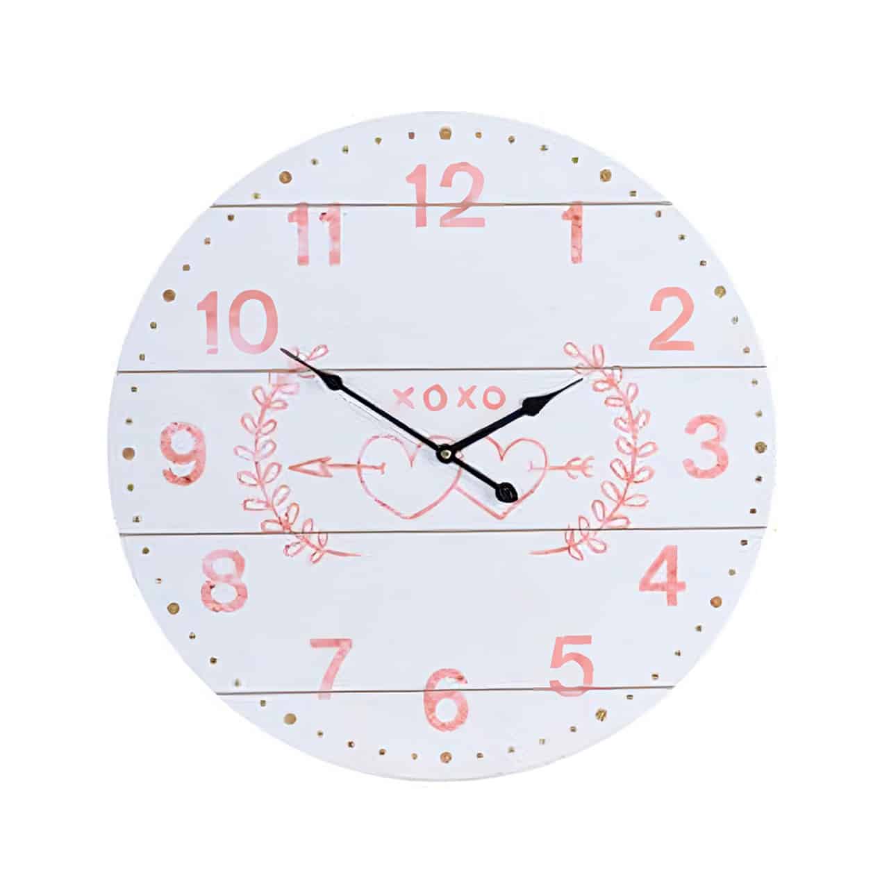 Shabby Elegance - Xoxo 55CM Wall Clock - White & Pink