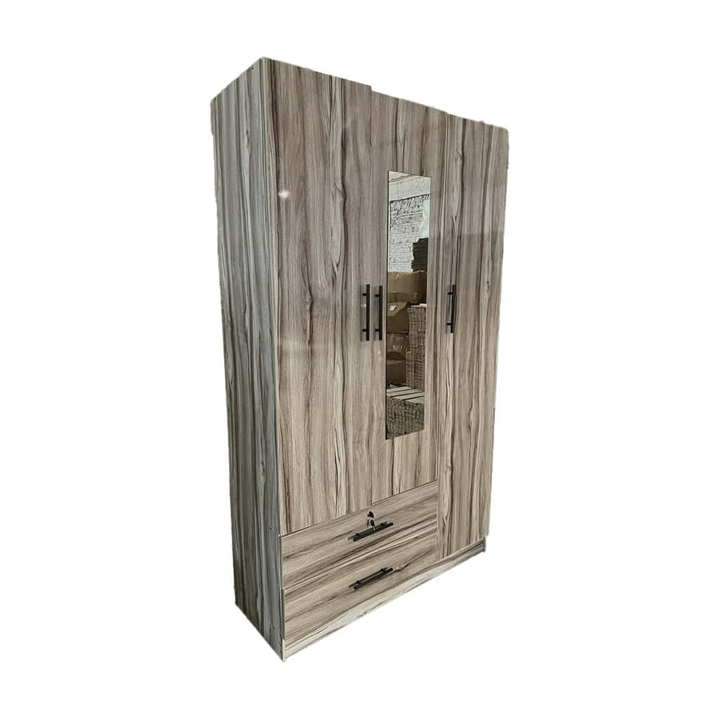 Grey Wood 3 Door Wardrobe