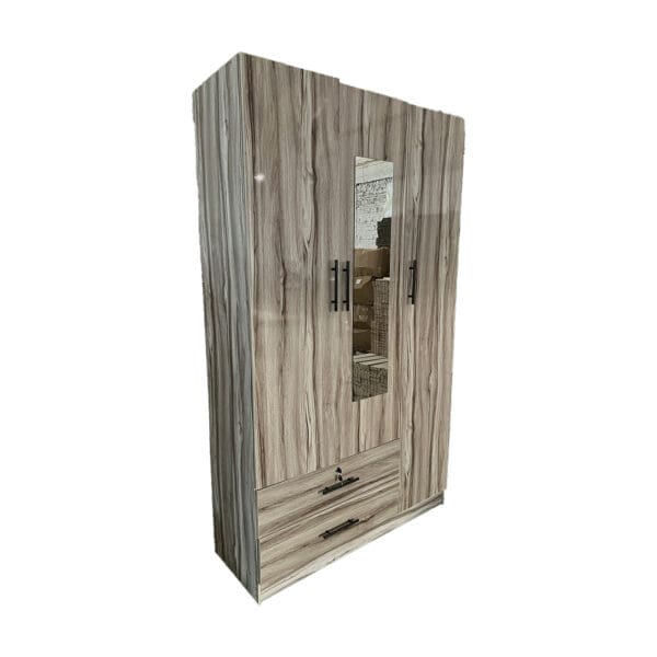 Grey Wood 3 Door Wardrobe