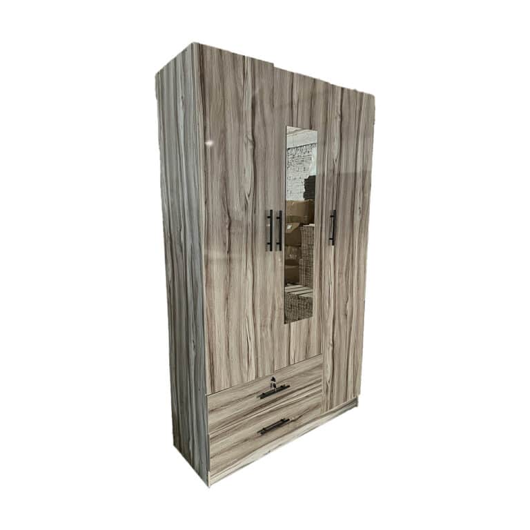 Grey Wood 3 Door Wardrobe