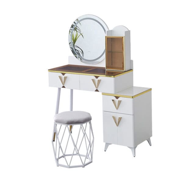 Elegant Dressing Table with LED Mirror and Stool