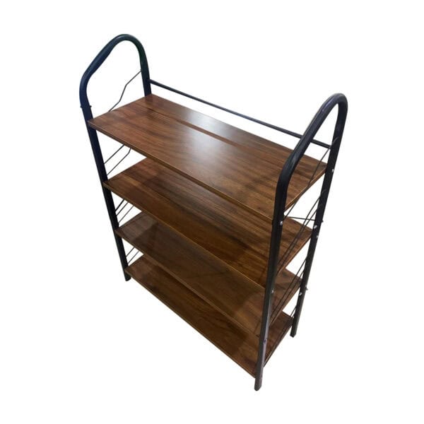 Industrial-Style Metal and Wood Shelf Stand