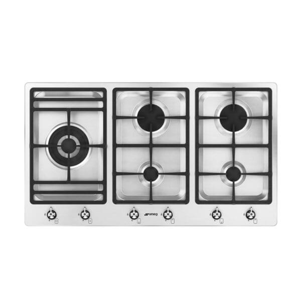 Smeg - 90cm Stainless Steel 5 Burner Gas Hob