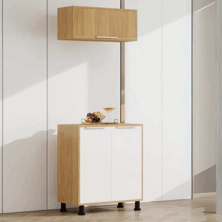 Tatiana 2-Piece Storage Combo – Wall + Floor Unit (White & Oak)