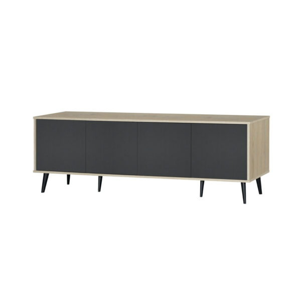 UrbanEdge 4-Door TV Stand – Oak Ash + Dark Grey