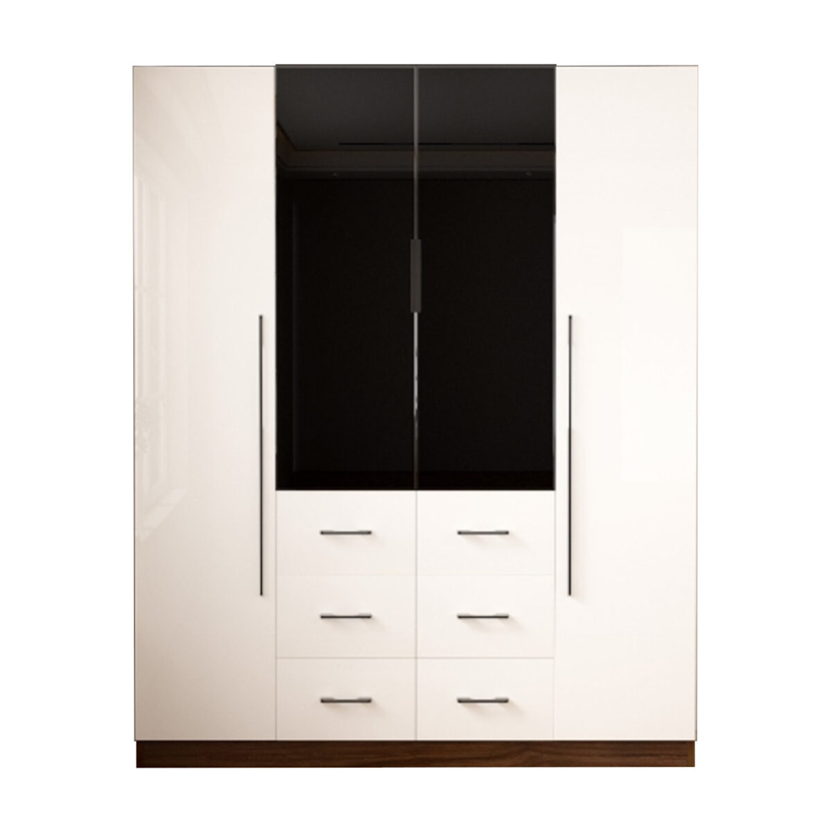 4 Door Wardrobe White Wood Grain - MW44GL - Image 1