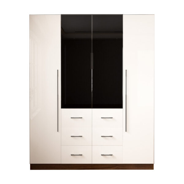 4 Door Wardrobe White Wood Grain - MW44GL