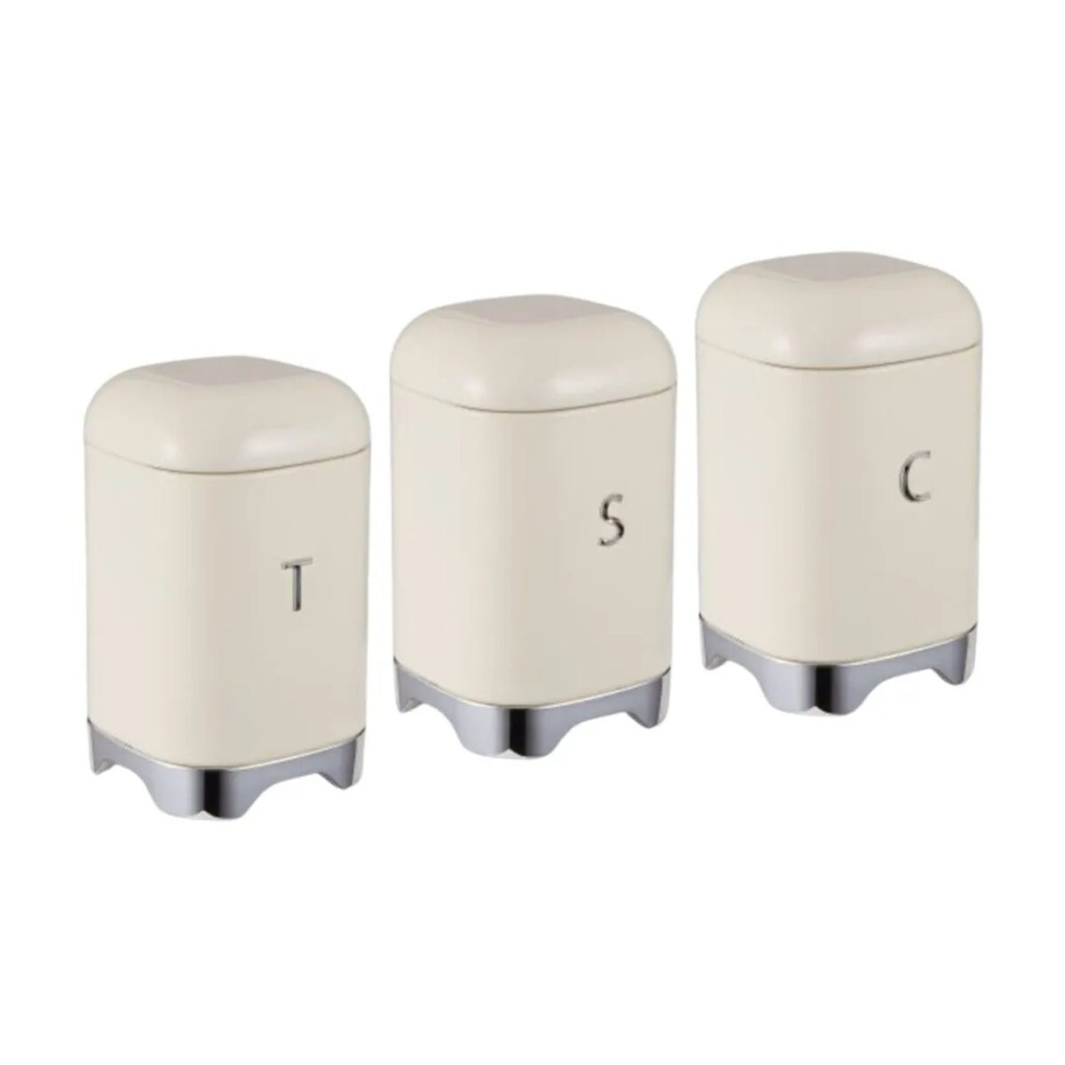 Deluxe Cream Bread Bin with Silver Base and 3-Piece Canister - CH889 - Image 2