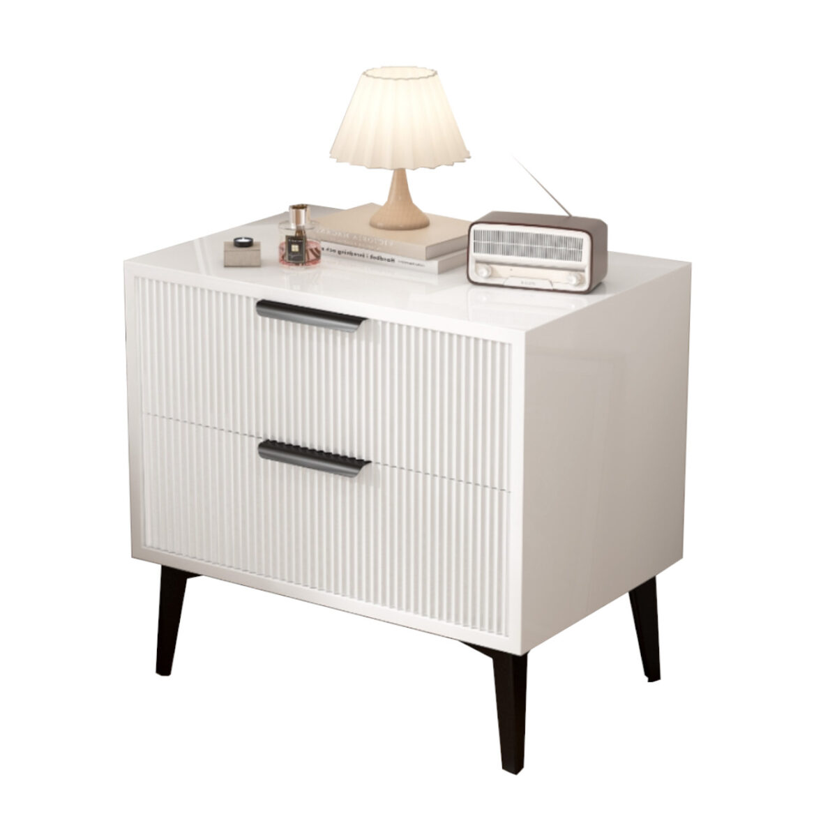 Modern White Two-Drawer Nightstand - MW230 - Image 1
