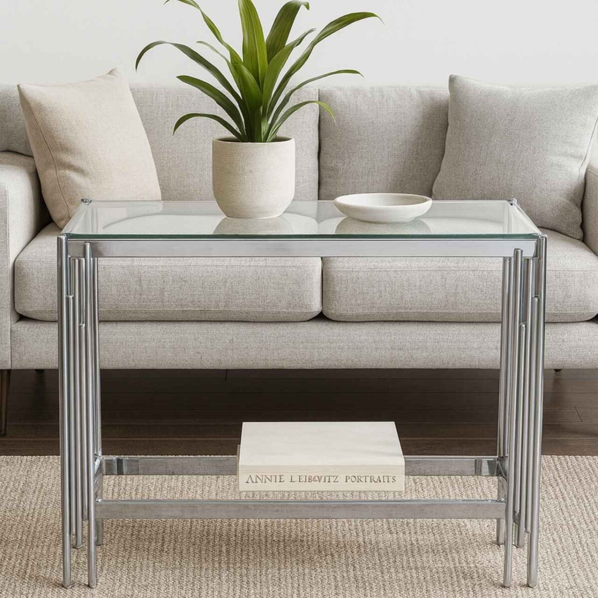 Modern Glass Chrome Console Table - MW300 - Image 2