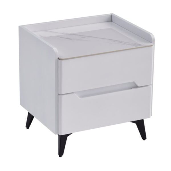 Contemporary White Two-Drawer Nightstand - MW442