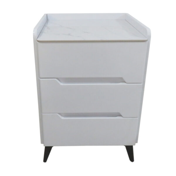 Modern White Three-Drawer Nightstand - MW443