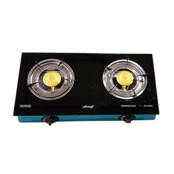 Aruif - 2 Burner Auto Ignition Tempered Glass Gas Stove - RH2000A